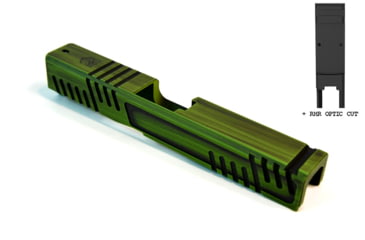 Image of Gun Cuts Shift Slide for Glock 19, Optic Cut, Battleworn Zombie Green, GC-G19-SHF-ZGRBW-RMR