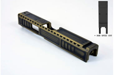 Image of Gun Cuts Viper Slide for Glock 19, Optic Cut, Battleworn Gold, GC-G19-VIP-GOLBW-RMR