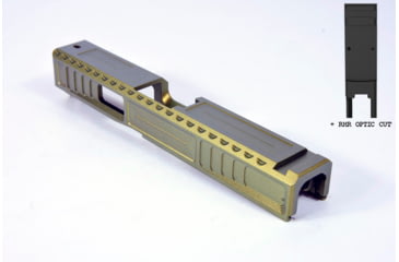Image of Gun Cuts Viper Slide for Glock 19, Optic Cut, Leprechaun Gold, GC-G19-VIP-LGO-RMR
