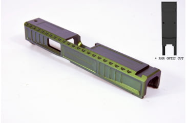 Image of Gun Cuts Viper Slide for Glock 19, Optic Cut, Radioactive Green, GC-G19-VIP-RGR-RMR