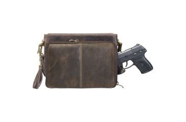 Image of Gun Tote'n Mamas Concealed Carry Clutch Purse, Distressed Leather, Brown, GTM-CZY/22