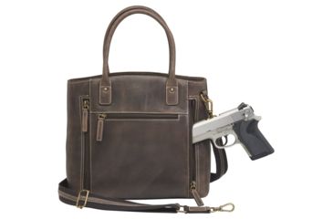 Image of Gun Tote'n Mamas Concealed Carry Distressed Buffalo Leather Town Tote Purse, Brown, GTM-CZY/51