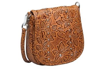 Image of Gun Tote'n Mamas Simple Bling Tooled Leather Bag, Tan 290589