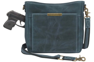 Image of Gun Toten Mamas Distressed Leather Slim X-Body RFID Purse - Womens, Blue, GTM-CZY-98/BLUE