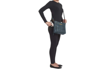 Image of Gun Toten Mamas Distressed Leather Slim X-Body RFID Purse - Womens, Blue, GTM-CZY-98/BLUE