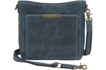 Image of Gun Toten Mamas Distressed Leather Slim X-Body RFID Purse - Womens, Blue, GTM-CZY-98/BLUE