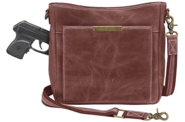 Image of Gun Toten Mamas Distressed Leather Slim X-Body RFID Purse - Womens, Red, GTM-CZY-98/RED