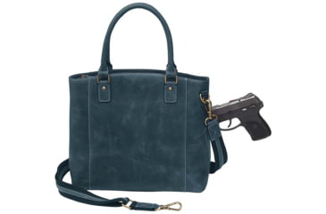 Image of Gun Toten Mamas Distressed Leather Town Tote - Womens, Blue, GTM-CZY-51/BLUE