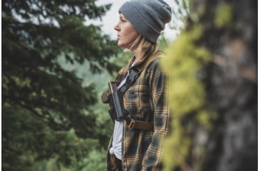 Image of GunfightersINC Kenai Kydex Shell Nylon Harness Chest Holster, Fits FN FiveSeven, Right Hand, Gray Shell, Coyote Brown Harness, KN-FN57-040221