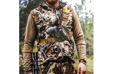 Image of GunfightersINC Kenai Kydex Shell Nylon Harness Chest Holster, Fits FN FiveSeven, Right Hand, Gray Shell, Coyote Brown Harness, KN-FN57-040221