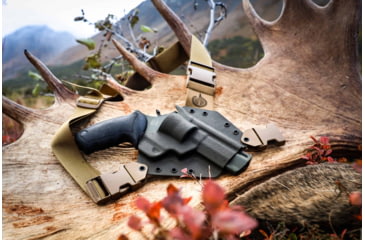 Image of GunfightersINC Kenai Kydex Shell Nylon Harness Chest Holster, Fits FN FiveSeven, Right Hand, Gray Shell, Coyote Brown Harness, KN-FN57-040221