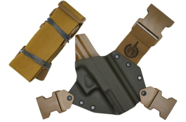 Image of GunfightersINC Kenai Kydex Shell Nylon Harness Chest Holster, Fits FN FiveSeven, Right Hand, Gray Shell, Coyote Brown Harness, KN-FN57-040221
