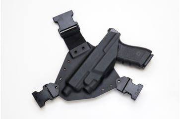 Image of GunfightersINC Kenai Light Bearing Chest Holster, Glock 19,45 Tlr-7A, Black/Black, Black Harness, Left Hand, KN-LB-Glock19-TLR7A-00000072