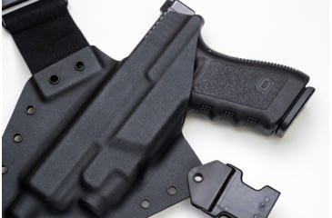 Image of GunfightersINC Kenai Light Bearing Chest Holster, Glock 19,45 Tlr-7A, Black/Black, Black Harness, Left Hand, KN-LB-Glock19-TLR7A-00000072