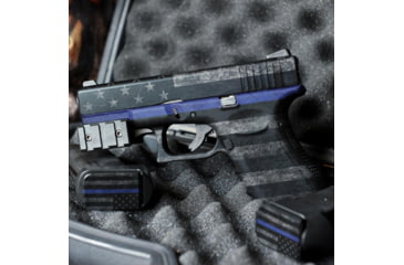 Image of GunSkins Glock 19 Pistol Skin Premium Vinyl Wrap, GS Thin Blue Line, CU-98059-GLOCK19-TBLN
