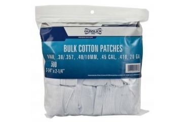 Image of Gunslick Cotton Patches, 500 Pack - .38-.45 Cal - 410/20 Ga - 2.25in Squared - 20017