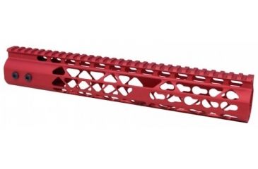 Image of GUNTEC USA 12in Air Lite Keymod Free Floating Handguard With Monolithic Top Rail, Red GT-12JK-AL-RED
