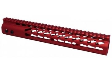 Image of GUNTEC USA 12in Ultra Lightweight Thin Key Mod Free Floating Handguard with Monolithic Top Rail, Red GT-12JK-RED