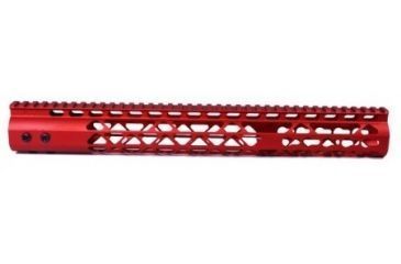 Image of GUNTEC USA 15in Air Lite Keymod Free Floating Handguard With Monolithic Top Rail, Anodized Red GT-15JK-AL-RED