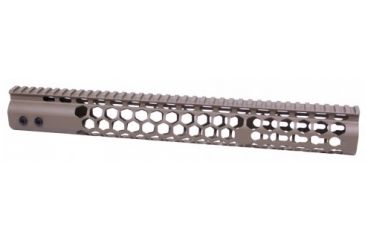 Image of GUNTEC USA 15in Air Lite Series Honeycomb Keymod Free Floating Handguard with Monolithic Top Rail, Flat Dark Earth GT-15HC-AL-FDE