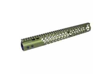 Image of Guntec USA 15in Air Lite Series Honeycomb M-Lok Free Floating Handguard w/ Monolithic Top Rail, Anodized Green, GT-15HC-AL-MLK-GREEN