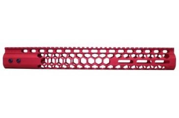 Image of GUNTEC USA 15in Air Lite Series Honeycomb M-Lok Free Floating Handguard with Monolithic Top Rail, Red GT-15HC-AL-MLK-RED