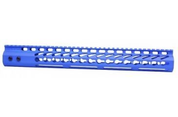 Image of GUNTEC USA 15in Ultra Lightweight Thin Key Mod Free Floating Handguard with Monolithic Top Rail, Blue GT-15JK-CBLUE