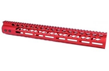 Image of GUNTEC USA 15in Ultra Lightweight Thin M-Lok System Free Floating Handguard with Monolithic Top Rail, Red GT-15MLK-RED