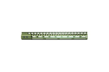 Image of Guntec USA 16.5 Ultra Lightweight Thin M-LOK System Free Floating Handguard w/ Monolithic Top Rail, Anodized Green, GT-16.5MLK-GREEN