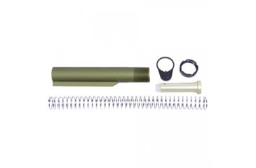 Image of Guntec USA 6-Position Mil-Spec Buffer Tube Set, AR-15, CAR Buffer/Spring/End Plate/Castle Nut, Anodized Green MILTUBESET-GREEN