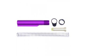 Image of Guntec USA 6-Position Mil-Spec Buffer Tube Set, AR-15, CAR Buffer/Spring/End Plate/Castle Nut, Purple MILTUBESET-PURPLE