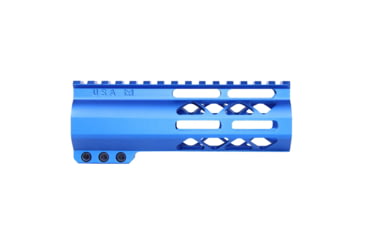 Image of Guntec USA AirLok Series M-LOK Compression Free Floating Handguard w/Monolithic Top Rail, 6in, Blue, GT-6ALC-BLUE