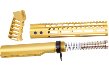 Image of Guntec USA AR-15 10in Pistol Brace Build Kit With Milspec Buffer Tube, Anodized Gold, ULTRA-BBK10-GOLD