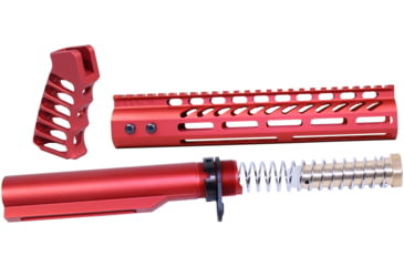 Image of Guntec USA AR-15 10in Pistol Brace Build Kit With Milspec Buffer Tube, Anodized Red, ULTRA-BBK10-RED