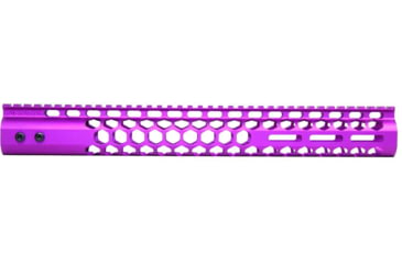 Image of Guntec USA AR-15 15in Air Lite Series Honeycomb M-LOK Free Floating Handguard w/ Monolithic Top Rail, Anodized Purple, GT-15HC-AL-MLK-PURPLE
