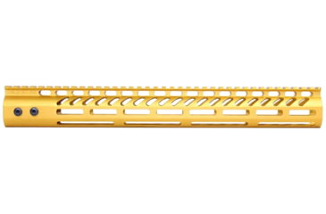 Image of Guntec USA AR-15 15in Ultra Lightweight Thin M-LOK System Free Floating Handguard w/ Monolithic Top Rail, Anodized Gold, GT-15MLK-GOLD
