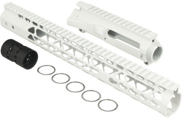 Image of Guntec USA AR-15 .223/5.56 Stripped Billet Upper Receiver w/15 inch Air Lite Keymod Handguard, Artic White, GT-UPPER-SET-AW-15AIRLITE