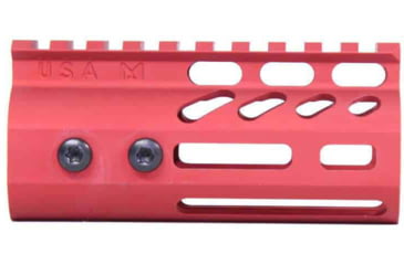 Image of Guntec USA AR-15 4in Ultra Lightweight Thin M-LOK Free Floating Handguard w/ Monolithic Top Rail, Anodized Red, GT-4MLK-RED