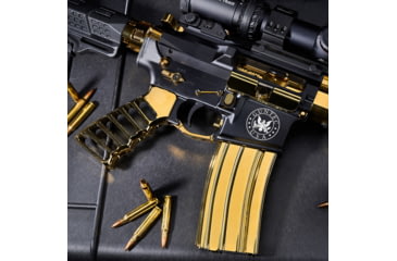 Image of Guntec USA AR-15 5.56mm 30 Round Rifle Magazine w/Anti-Tilt Follower, Gold Plated, MAG30-GP-30RD
