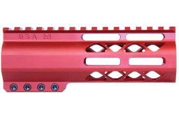 Image of Guntec USA AR-15 6in Air-Lok Series M-LOK Compression Free Floating Handguard w/ Monolithic Top Rail, Anodized Red, GT-6ALC-RED