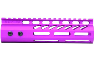 Image of Guntec USA AR-15 7in Ultra Lightweight Thin M-LOK Free Floating Handguard w/ Monolithic Top Rail, Anodized Purple, GT-7MLK-PURPLE