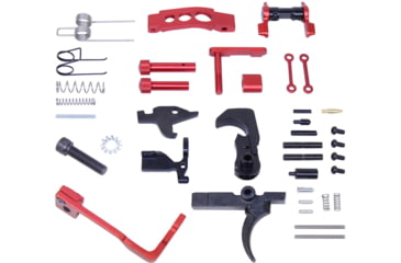 Image of Guntec USA AR-15 Enhanced Lower Parts Kit w/ Upgrades, Anodized Red, LPK-ENH-RED