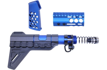 Image of Guntec USA AR-15 Micro Honeycomb Pistol Furniture Set w/Brace, Anodized Blue, MICRO-HCP-SET-PB-BLUE