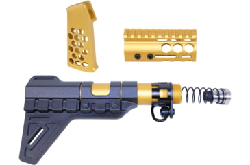 Image of Guntec USA AR-15 Micro Honeycomb Pistol Furniture Set w/Brace, Anodized Gold, MICRO-HCP-SET-PB-GOLD