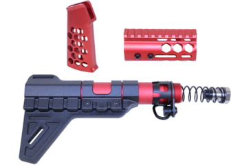 Image of Guntec USA AR-15 Micro Honeycomb Pistol Furniture Set w/Brace, Anodized Red, MICRO-HCP-SET-PB-RED