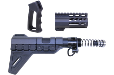 Image of Guntec USA AR-15 Micro Pistol Furniture Set w/Brace, Anodized Black, MICRO-P-SET-PB-BLACK