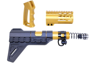 Image of Guntec USA AR-15 Micro Pistol Furniture Set w/Brace, Anodized Gold, MICRO-P-SET-PB-GOLD