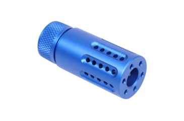 Image of Guntec USA AR-15 Micro Slip Over Barrel Shroud w/ Multi Port Muzzle Brake, 9mm, 1/2x36, Anodized Blue, 1326-MB-P-S-9-BLUE