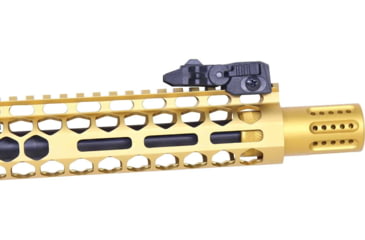 Image of Guntec USA AR-15 Micro Slip Over Barrel Shroud w/ Multi Port Muzzle Brake, Anodized Gold, 1326-MB-P-S-GOLD