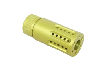 Image of Guntec USA AR-15 Micro Slip Over Barrel Shroud With Multi Port Muzzle Brake, Anodized Neon Yellow, 1326-MB-P-S-NY